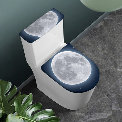 Full Moon Print Toilet Lid And Tank Cover Set