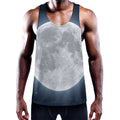 Full Moon Print Men's Workout Tank Top