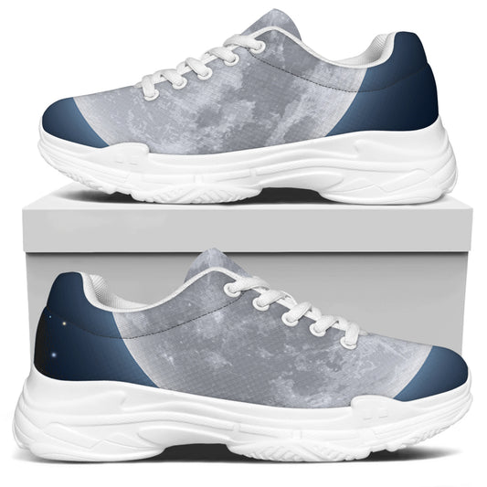 Full Moon Print White Chunky Shoes