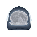Full Moon Print White Mesh Trucker Cap
