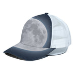Full Moon Print White Mesh Trucker Cap