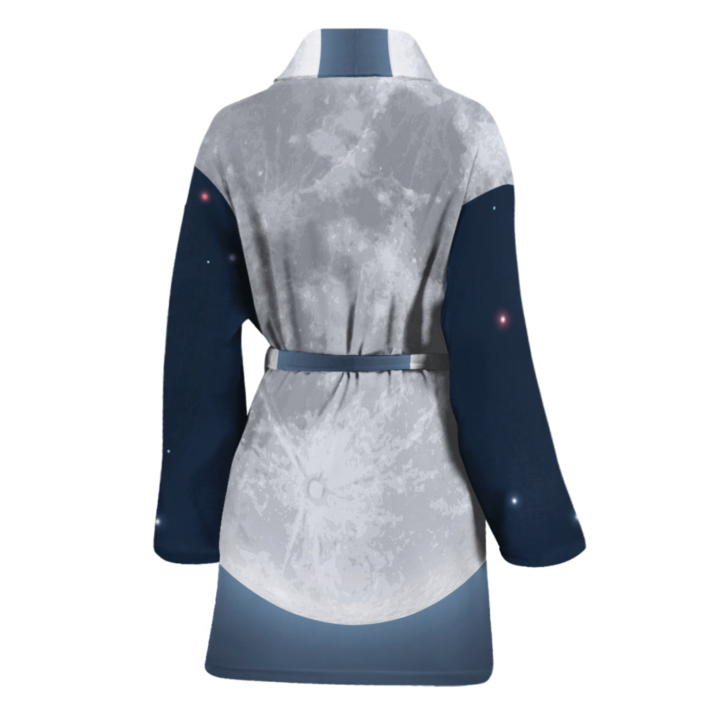 Full Moon Print Women's Bathrobe