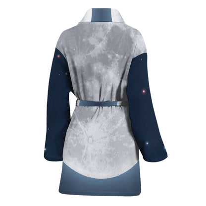 Full Moon Print Women's Bathrobe