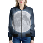 Full Moon Print Women's Bomber Jacket