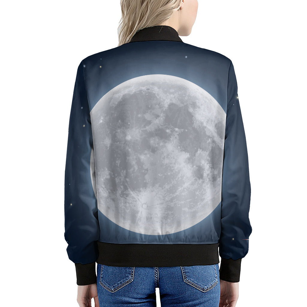 Full Moon Print Women's Bomber Jacket