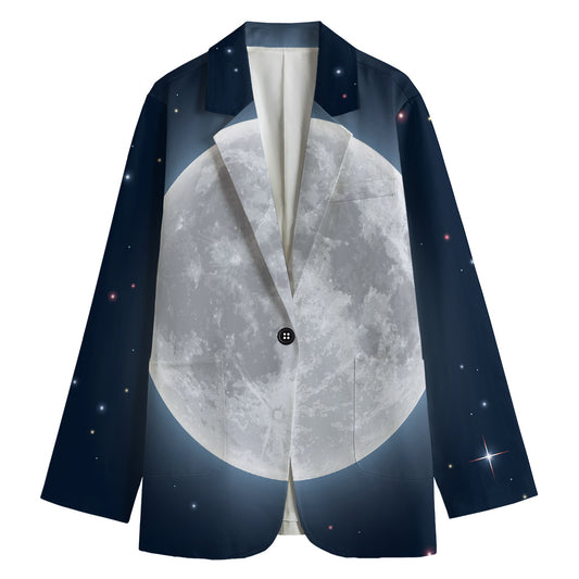 Full Moon Print Women's Cotton Blazer