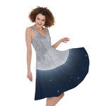 Full Moon Print Women's Sleeveless Dress