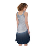 Full Moon Print Women's Sleeveless Dress
