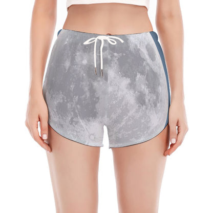 Full Moon Print Women's Split Running Shorts
