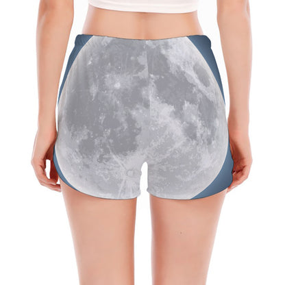 Full Moon Print Women's Split Running Shorts