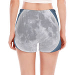 Full Moon Print Women's Split Running Shorts