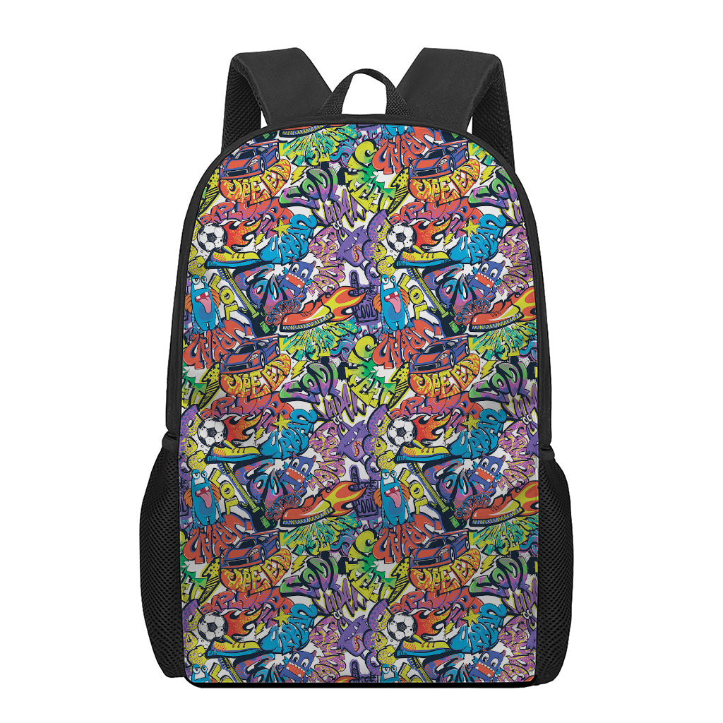Funky Graffiti Pattern Print 17 Inch Backpack