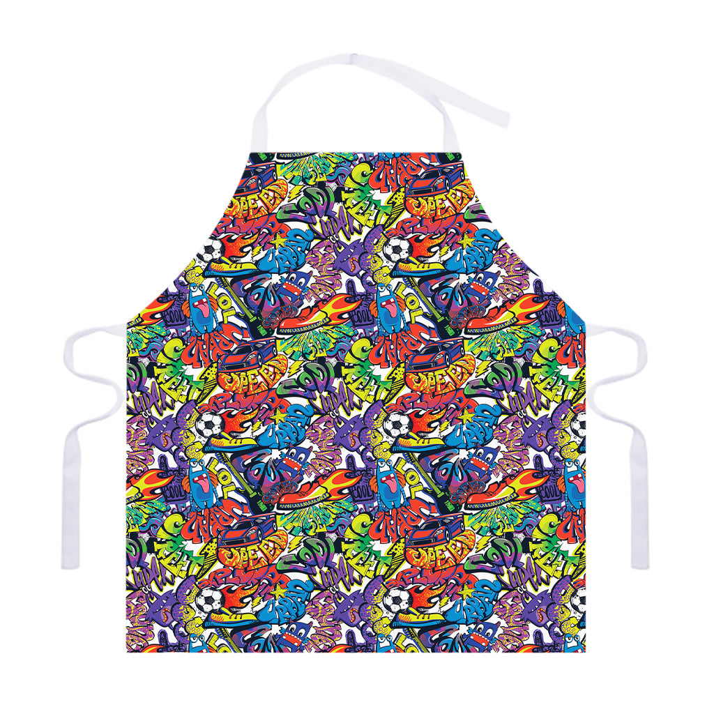 Funky Graffiti Pattern Print Adjustable Apron