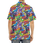 Funky Graffiti Pattern Print Aloha Shirt