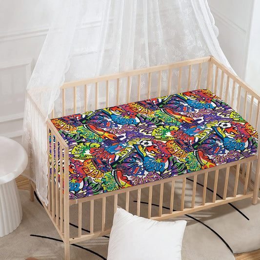Funky Graffiti Pattern Print Baby Crib Sheet