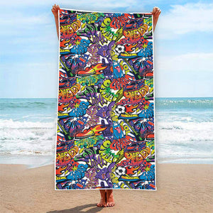 Funky Graffiti Pattern Print Beach Towel