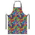 Funky Graffiti Pattern Print Bib Apron With Pocket