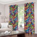 Funky Graffiti Pattern Print Dimout Grommet Curtains