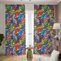 Funky Graffiti Pattern Print Dimout Pencil Pleat Curtains