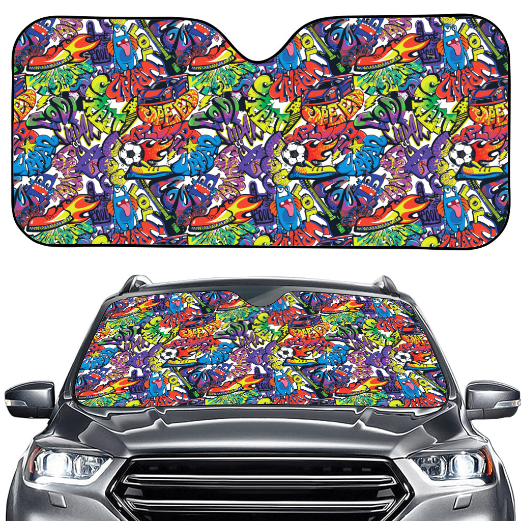 Funky Graffiti Pattern Print Car Windshield Sun Shade