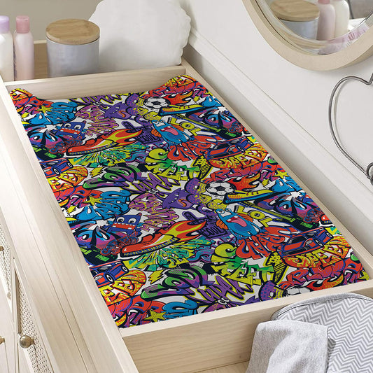 Funky Graffiti Pattern Print Changing Pad Cover