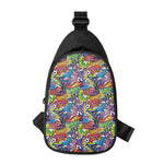 Funky Graffiti Pattern Print Chest Bag