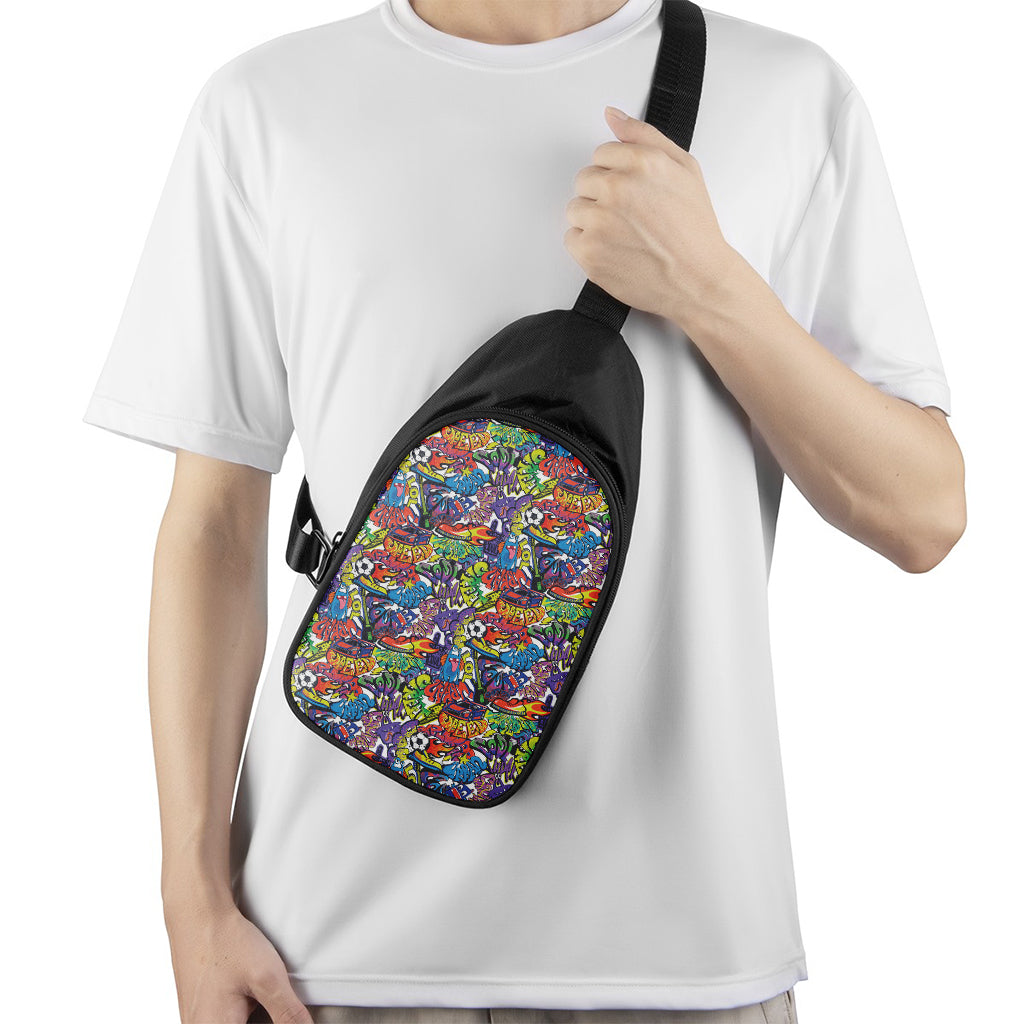 Funky Graffiti Pattern Print Chest Bag