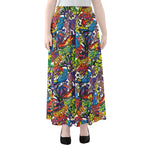 Funky Graffiti Pattern Print Chiffon Maxi Skirt