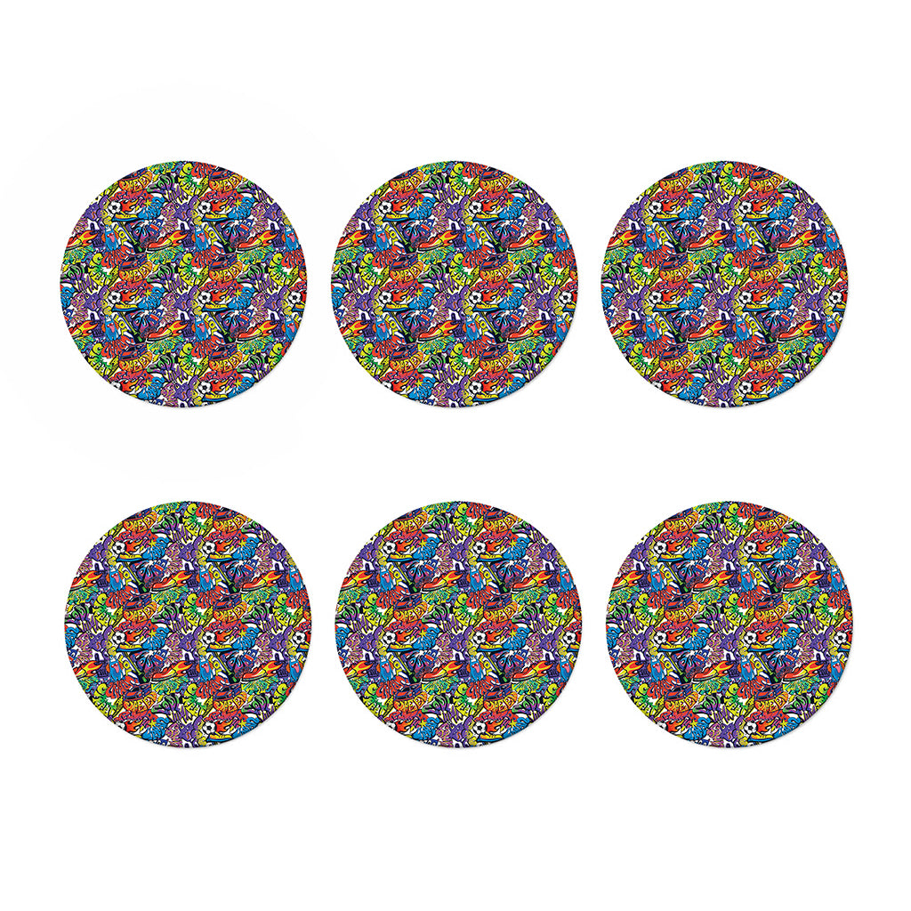 Funky Graffiti Pattern Print Coaster Set