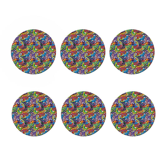 Funky Graffiti Pattern Print Coaster Set