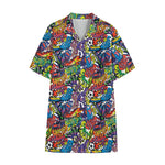 Funky Graffiti Pattern Print Cotton Hawaiian Shirt