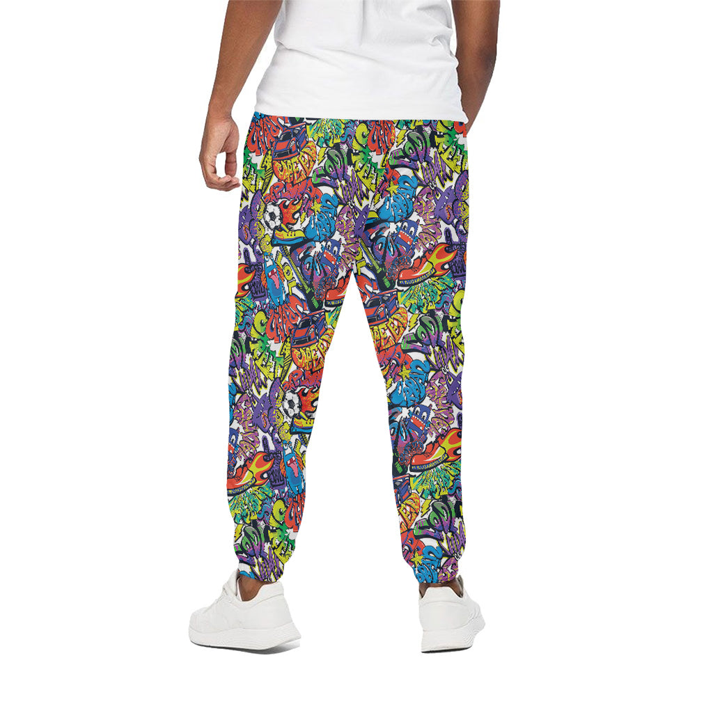 Funky Graffiti Pattern Print Cotton Pants