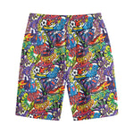 Funky Graffiti Pattern Print Cotton Shorts