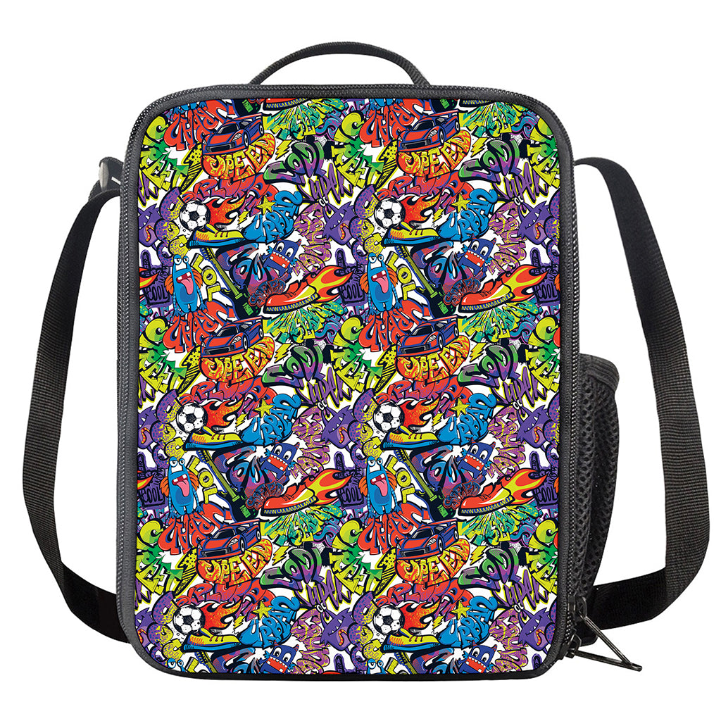 Funky Graffiti Pattern Print Crossbody Lunch Bag