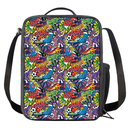 Funky Graffiti Pattern Print Crossbody Lunch Bag