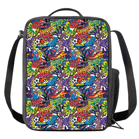 Funky Graffiti Pattern Print Crossbody Lunch Bag