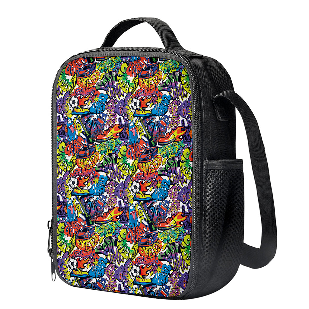 Funky Graffiti Pattern Print Crossbody Lunch Bag