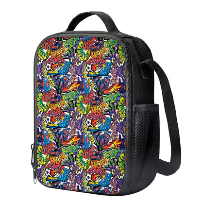 Funky Graffiti Pattern Print Crossbody Lunch Bag