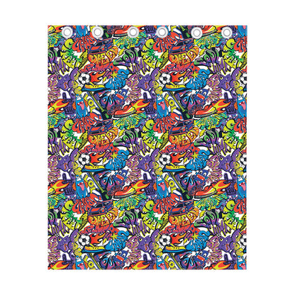 Funky Graffiti Pattern Print Curtain