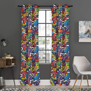 Funky Graffiti Pattern Print Curtain