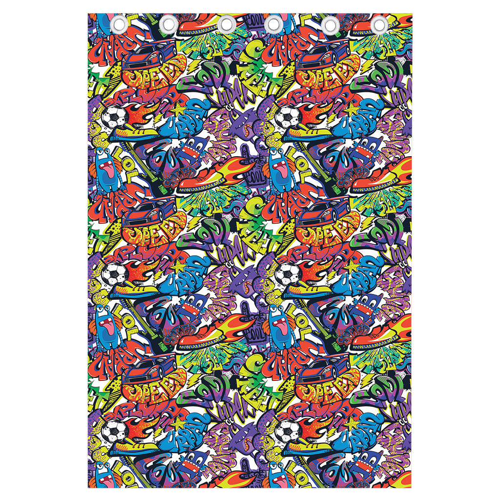 Funky Graffiti Pattern Print Curtain