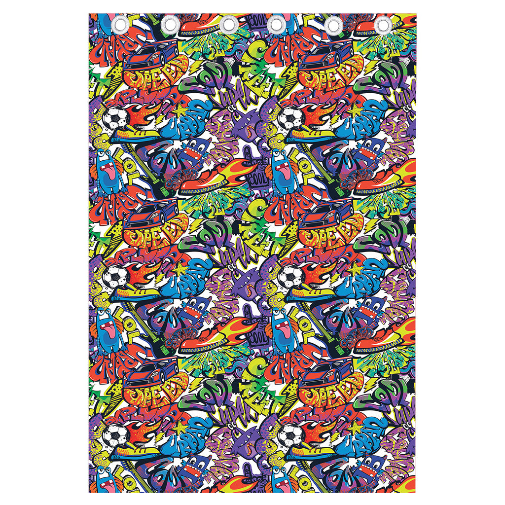 Funky Graffiti Pattern Print Curtain