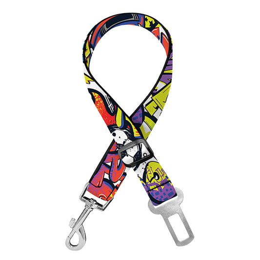 Funky Graffiti Pattern Print Dog Seat Belt