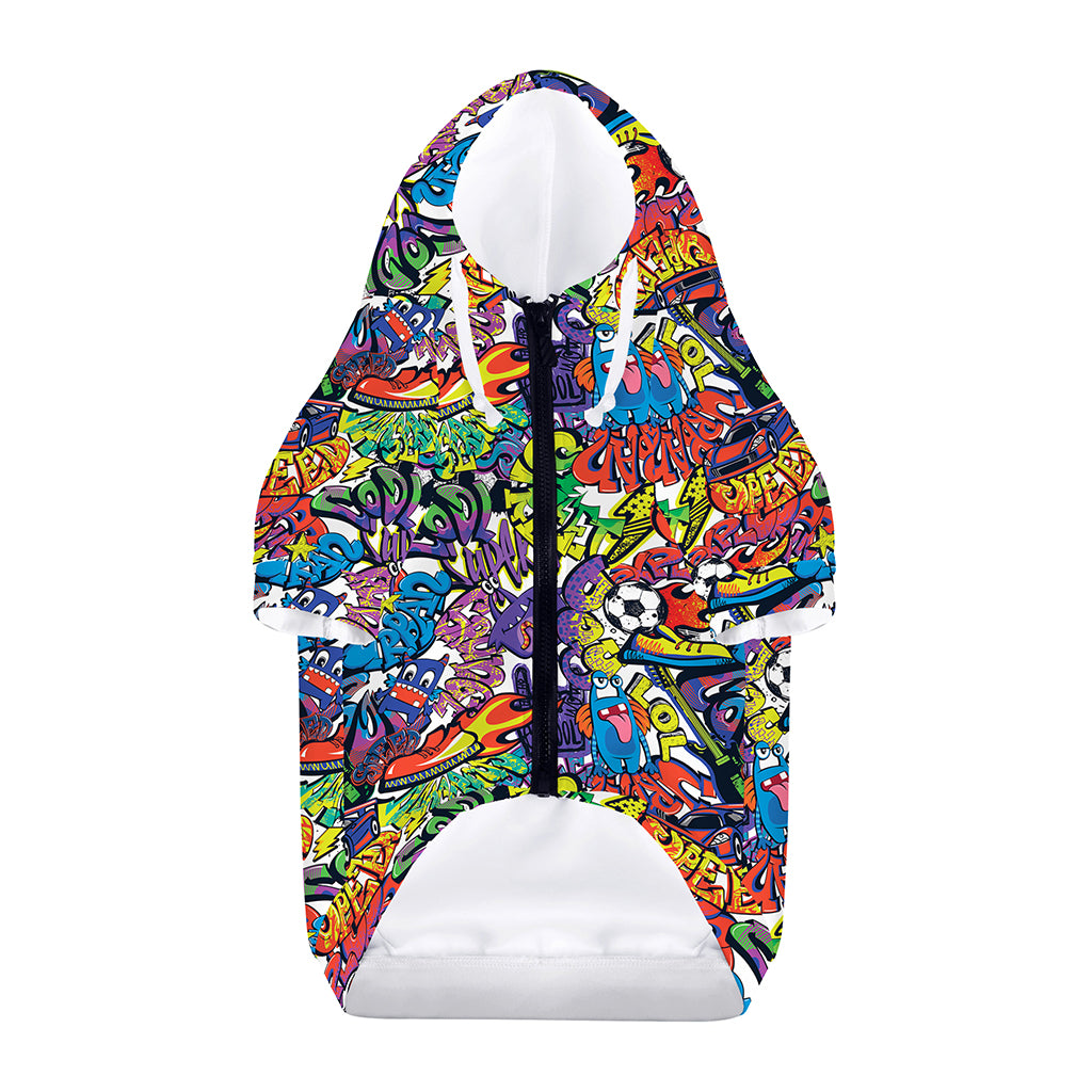 Funky Graffiti Pattern Print Dog Zip Up Hoodie