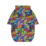 Funky Graffiti Pattern Print Dog Zip Up Hoodie