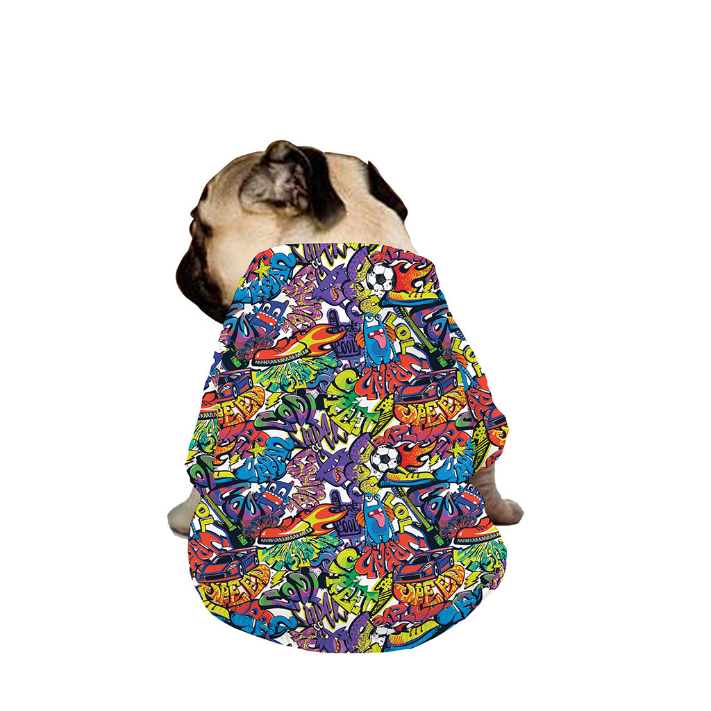 Funky Graffiti Pattern Print Dog Zip Up Jacket
