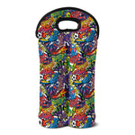 Funky Graffiti Pattern Print Double Neoprene Wine Tote