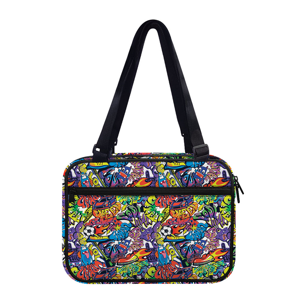 Funky Graffiti Pattern Print Double Strap Bible Bag