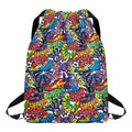 Funky Graffiti Pattern Print Drawstring Backpack
