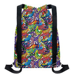 Funky Graffiti Pattern Print Drawstring Backpack